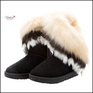 Women's Winter Ankle Boots Low Heel Faux Fur Tassel Snow Shoes Warm